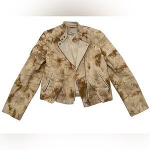 3.1 Phillip Lim Cream Fabric Leather Jacket Stand-Up Collar w matching Shorts 4